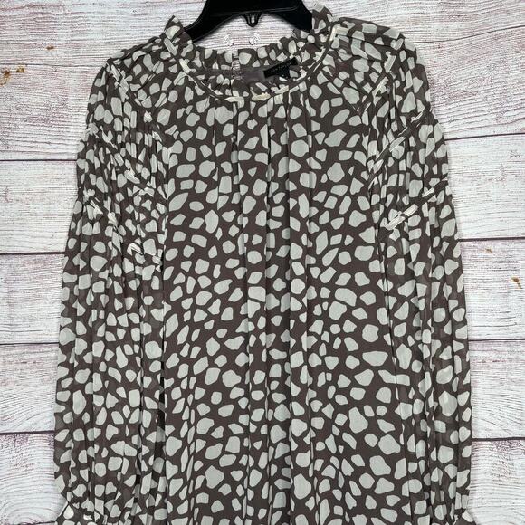 Ann Taylor Girly Romantic High Ruffle Neck Long Sleeve Flowy Blouse Size Medium - Picture 3 of 13